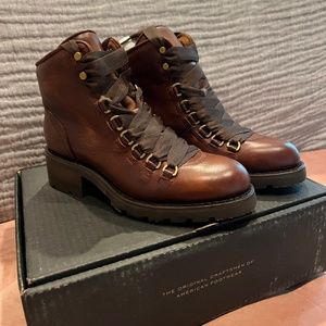 Frye Alta Hiker combat boots - size 7.5 - New in Box - Cognac